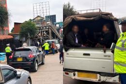 Photocollage of ongoing NTSA crackdown at the Buruburu interchange.